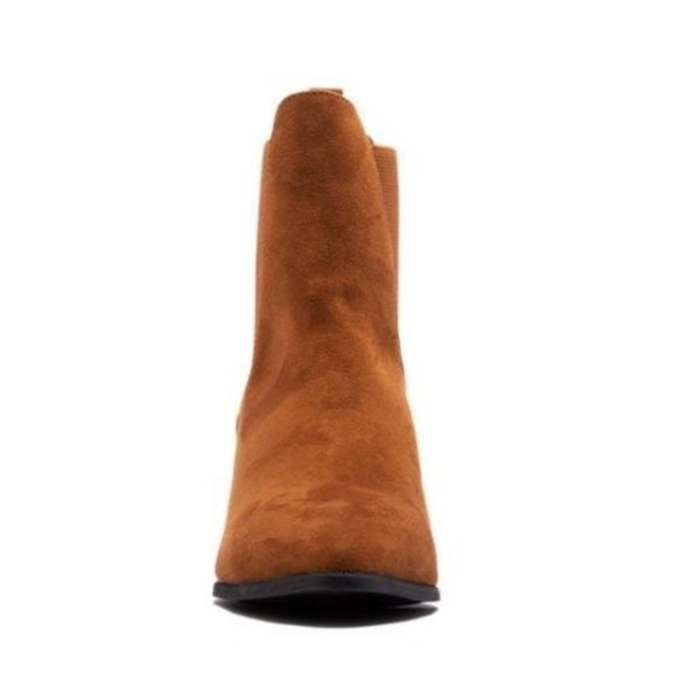 !! NEW !! Faux Suede Pull On Chelsea Ankle Boots in Maple Brown - Picture 6 of 8